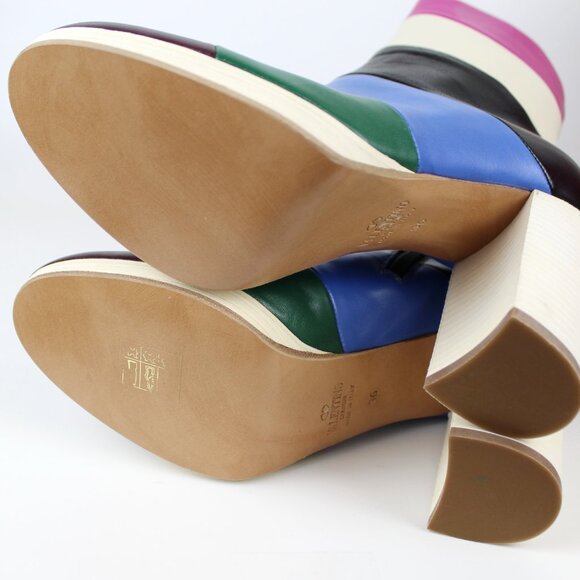 New VALENTINO GARAVANI Colorblock Stripe Leather Ankle Boots - Events, Party - Picture 16 of 16